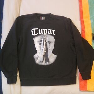 Tupac Graphic Crewneck Sweatshirt - Black